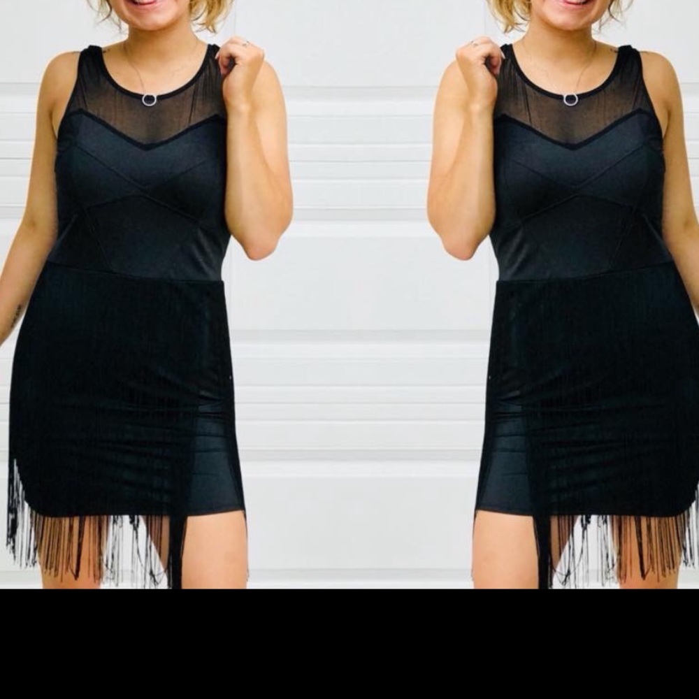 Black fringe sleeveless dress *new*